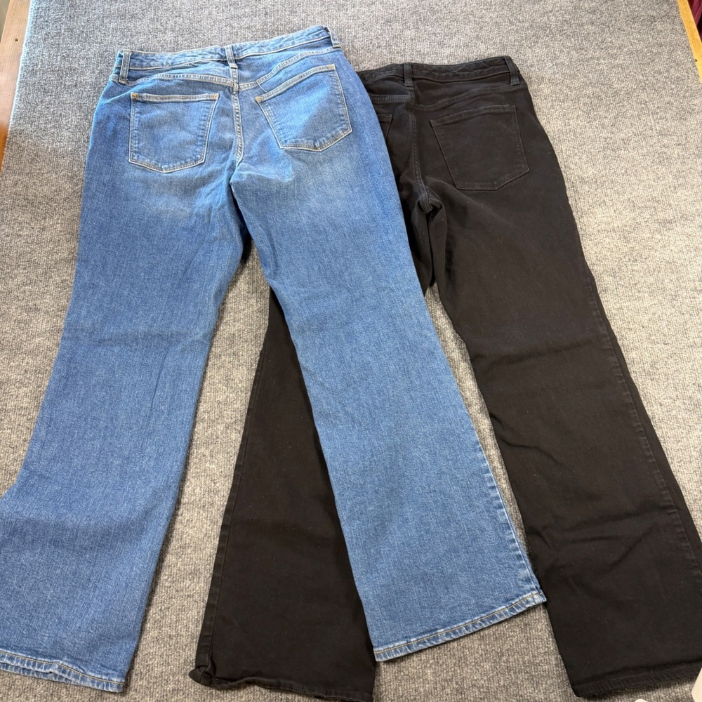 2 Pair Universal Thread High Rise Bootcut Cotton Jeans Blue Black Size 10/30R